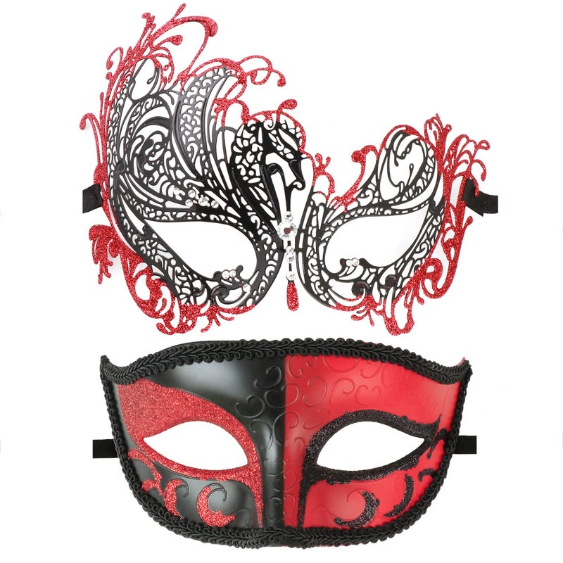 Coddsmz Couple Masquerade Mask Metal Masks Venetian Party Mask Halloween Costume Mask Mardi Gras Mask Party Evening Bar Prom Ball Mask Set for Women and Men Costumes Accessory - Image 1